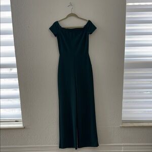Lulu's Teal Off-Shoulder Jumpsuit